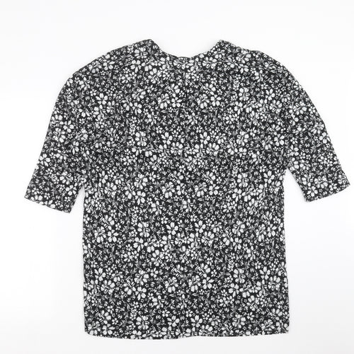 F&F Womens Black Floral Knit Pullover Jumper Size 14