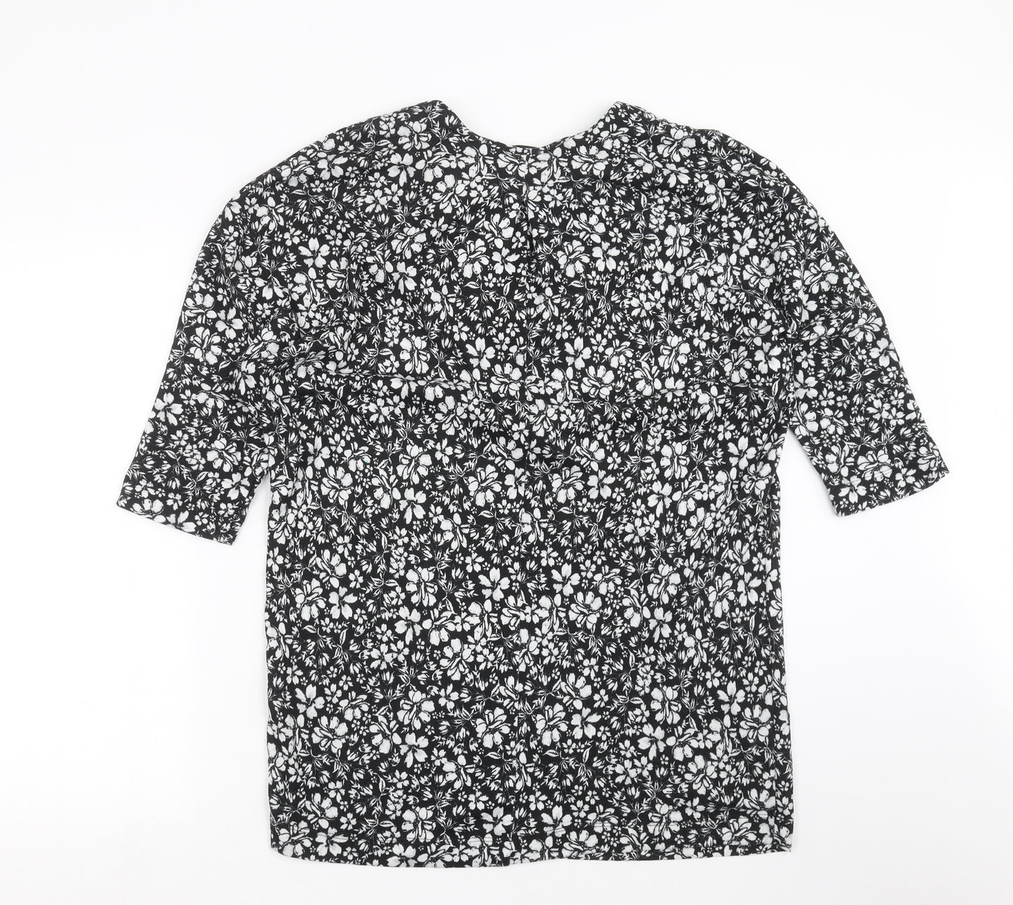 F&F Womens Black Floral Knit Pullover Jumper Size 14