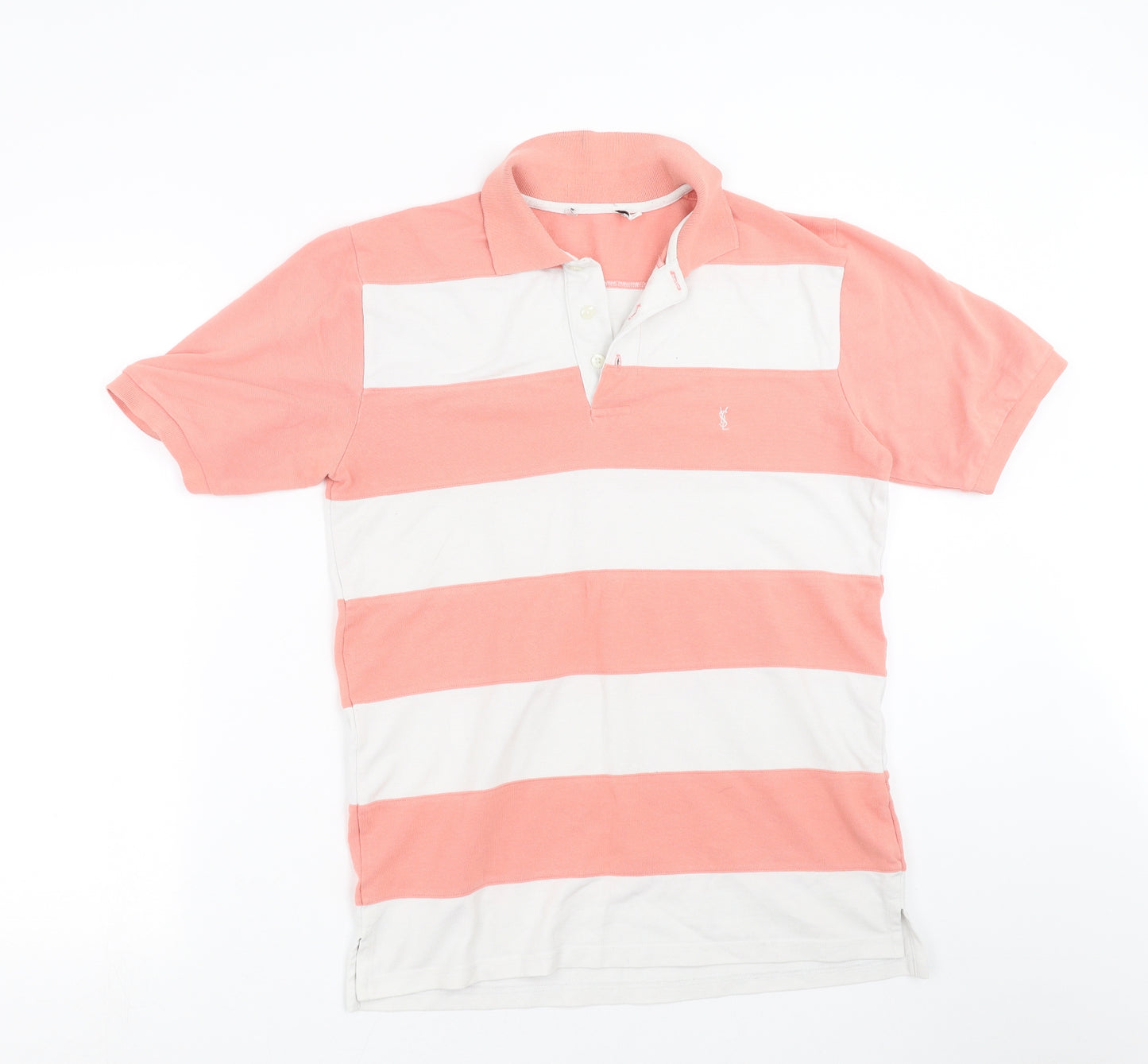 Preworn Mens Pink Striped   Polo Size S