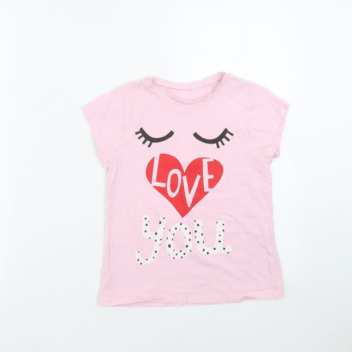 George Girls Pink   Basic T-Shirt Size 8-9 Years  - face