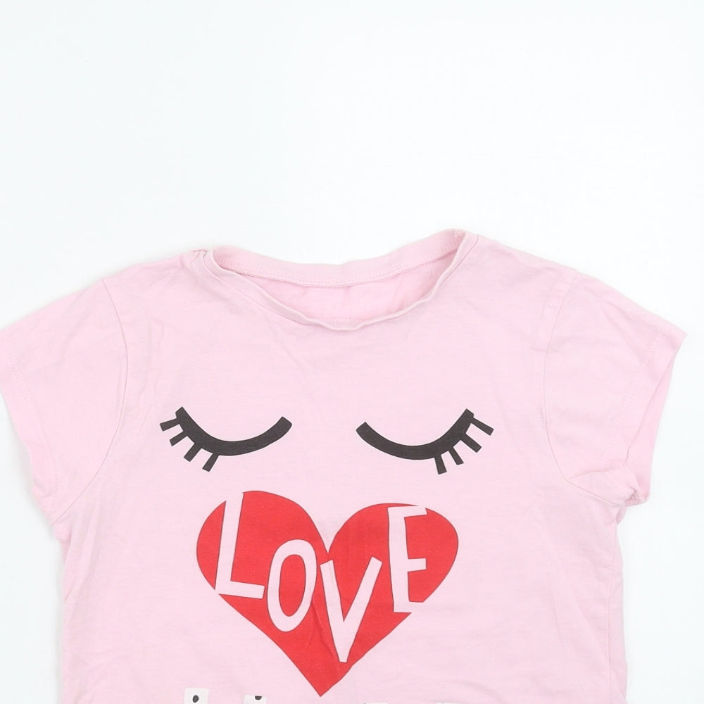 George Girls Pink   Basic T-Shirt Size 8-9 Years  - face