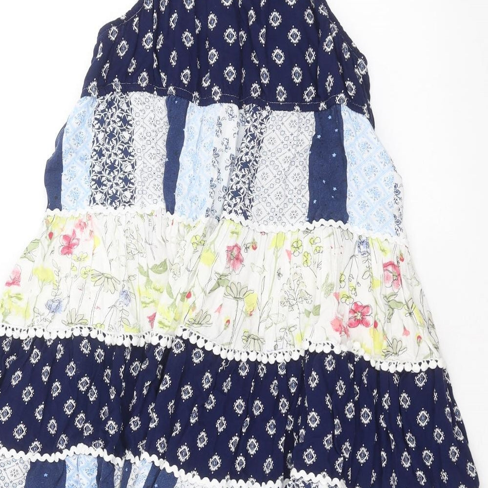 Hullabaloo Girls Blue Geometric  A-Line  Size 11-12 Years