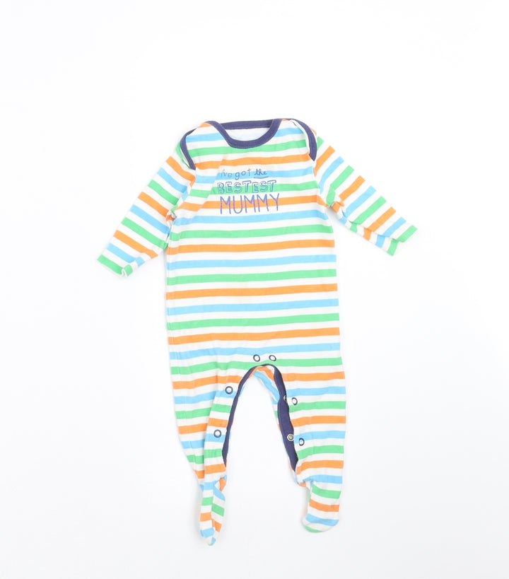 F&F Baby Multicoloured Striped Babygrow One-Piece Size 0-3 Months - best mummy