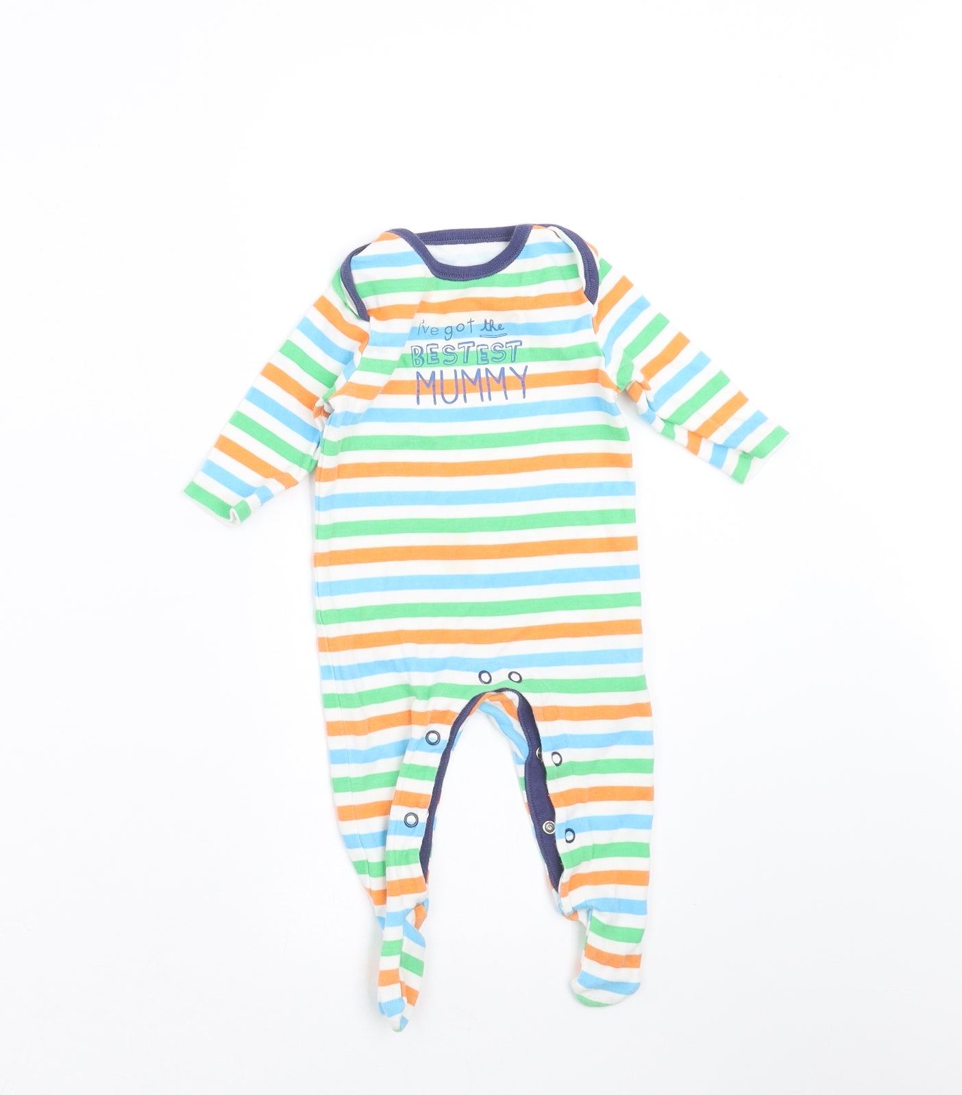F&F Baby Multicoloured Striped  Babygrow One-Piece Size 0-3 Months  - best mummy