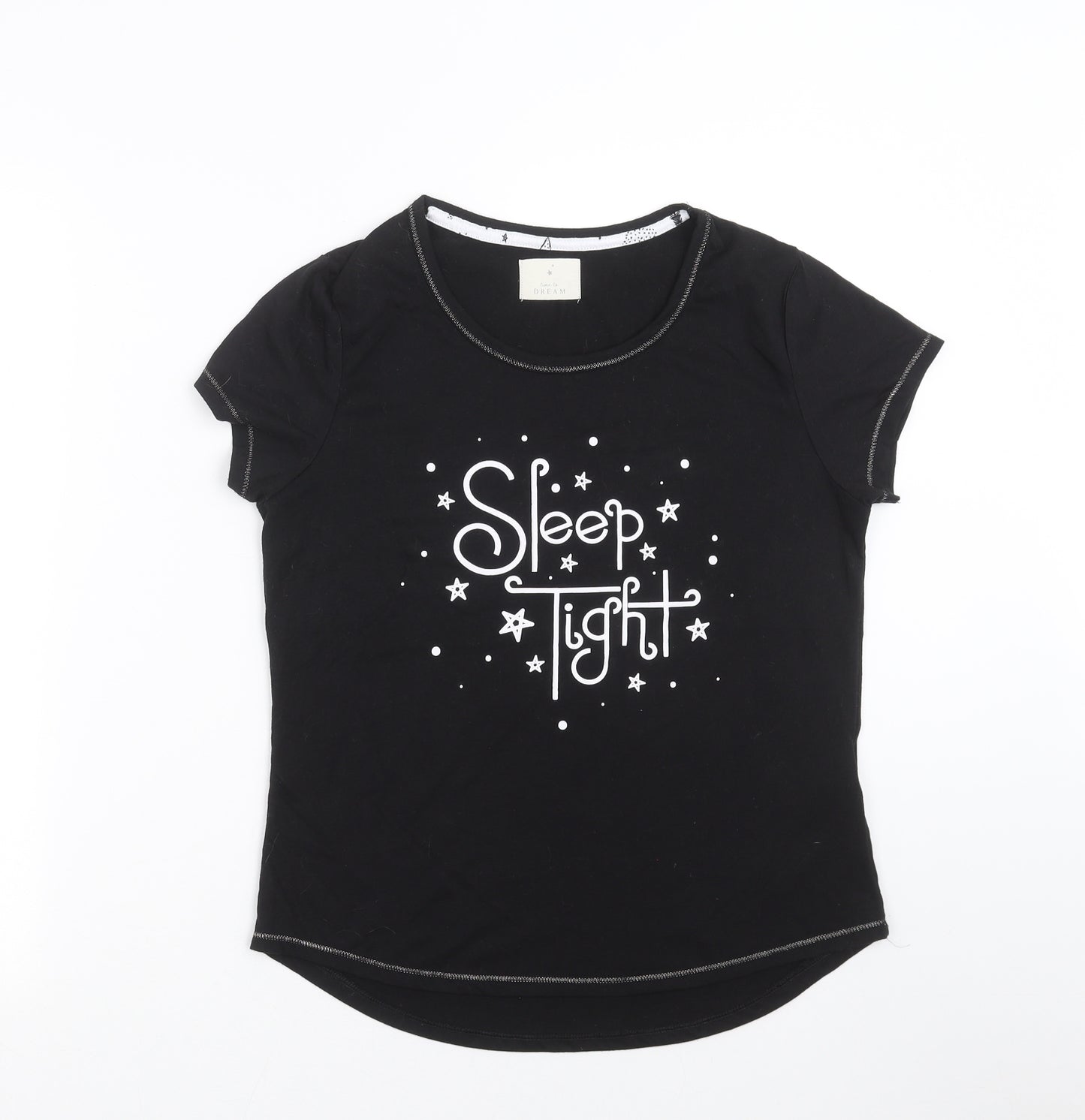 Matalan Womens Black Solid  Top Pyjama Top Size S  - sleep tight