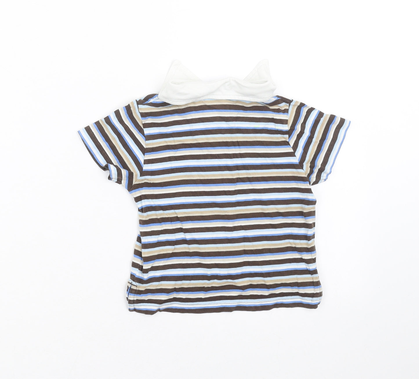Marks and Spencer Boys Brown Striped  Basic Polo Size 9-12 Months