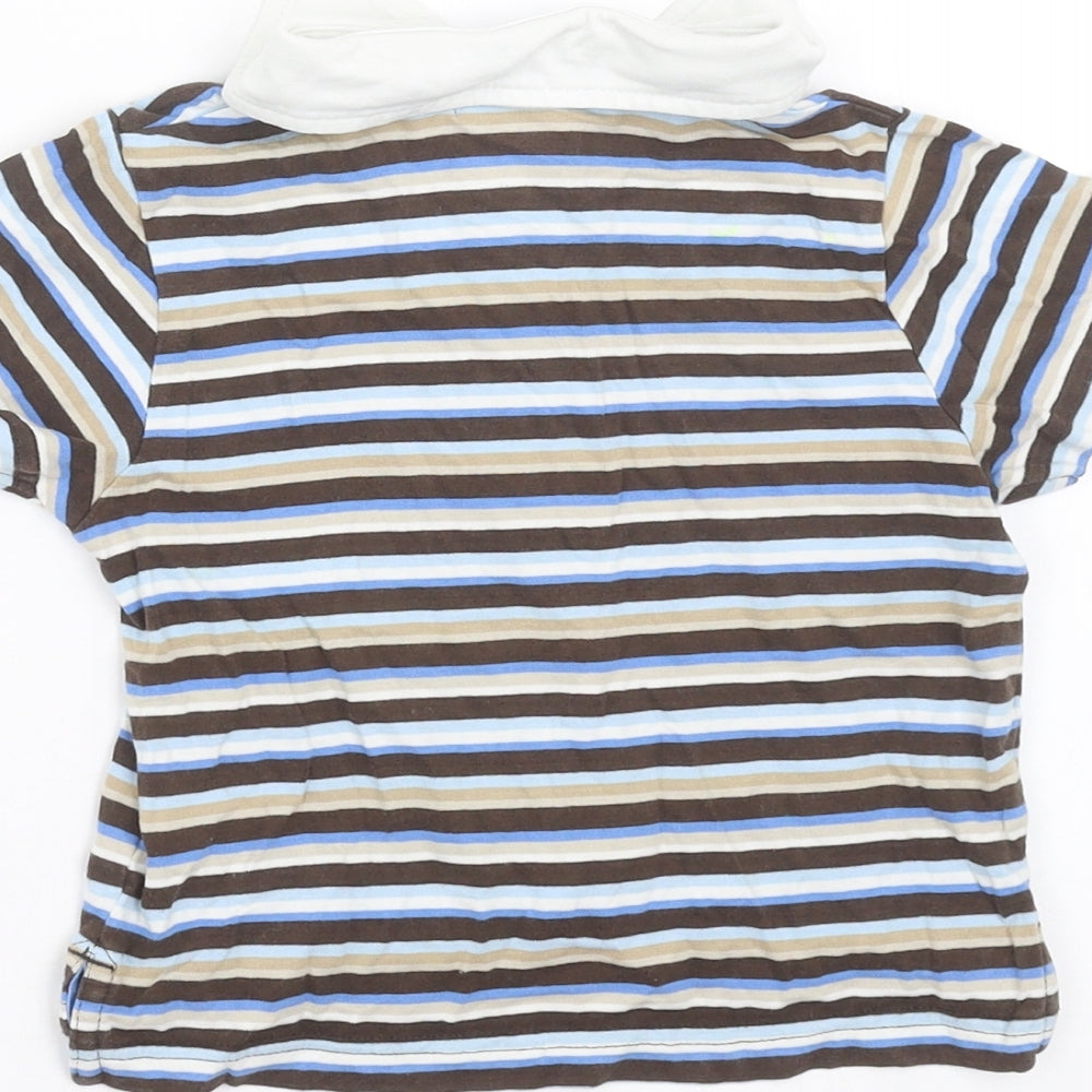 Marks and Spencer Boys Brown Striped  Basic Polo Size 9-12 Months