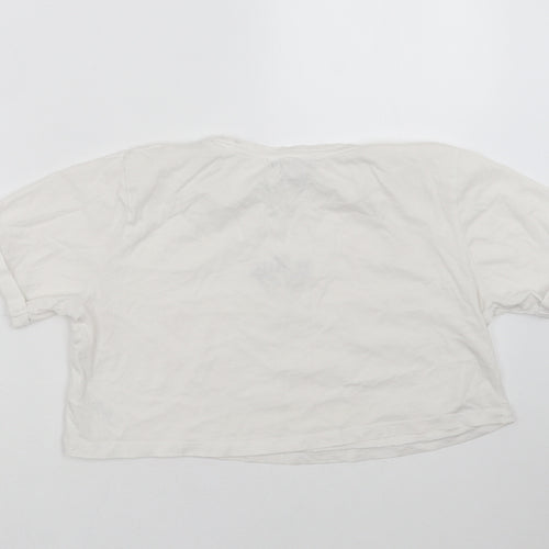 Primark Womens White   Cropped T-Shirt Size S  - no angel