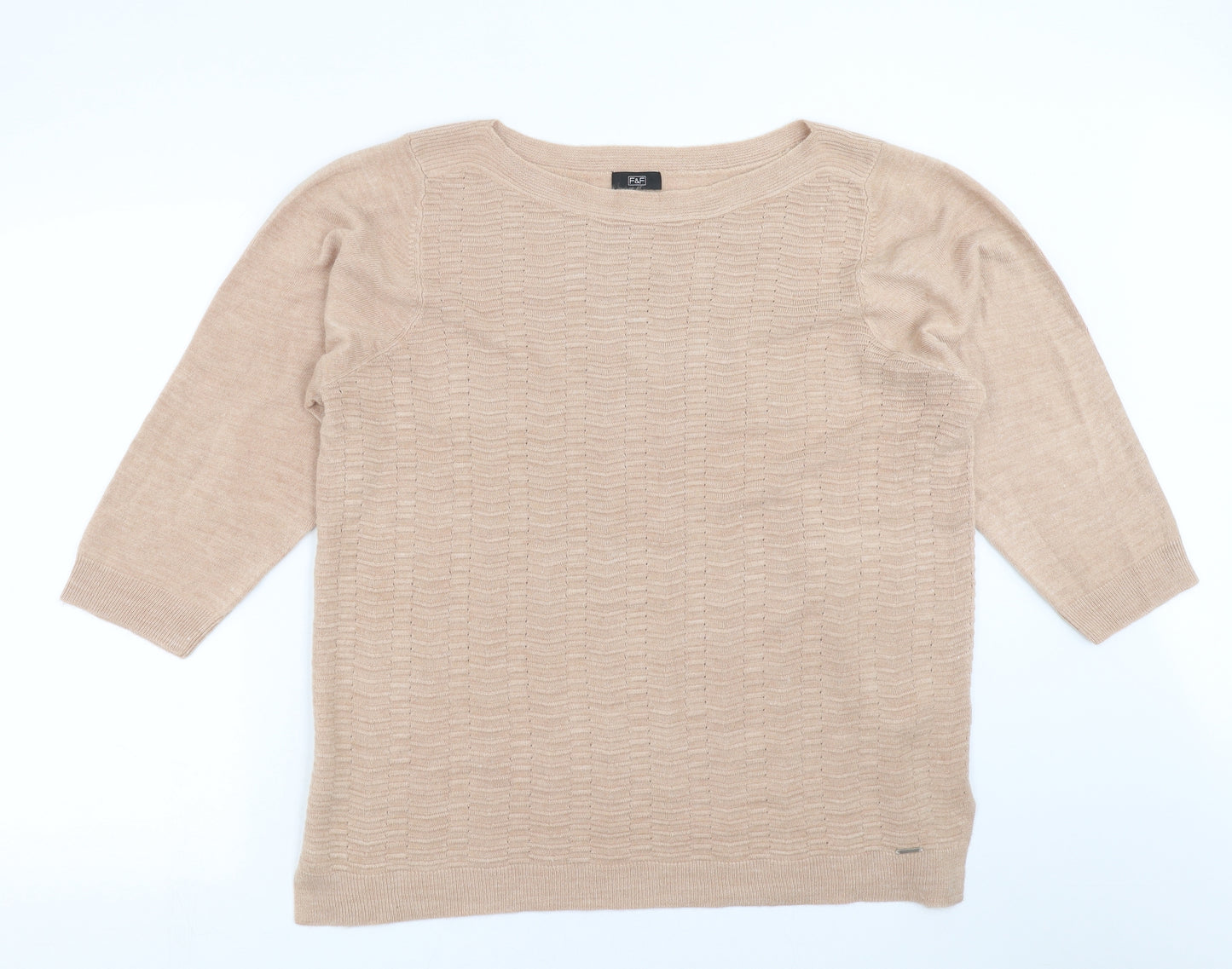 F&F Womens Beige Geometric Knit Pullover Jumper Size 20
