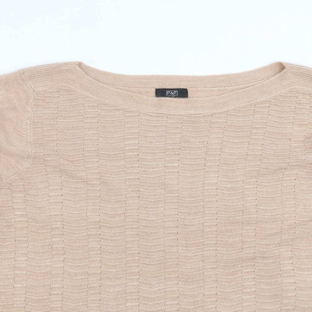 F&F Womens Beige Geometric Knit Pullover Jumper Size 20