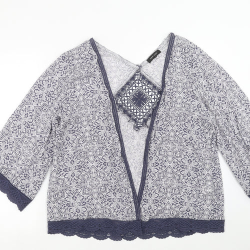 New Look Womens Blue Floral  Cardigan Jumper Size 10