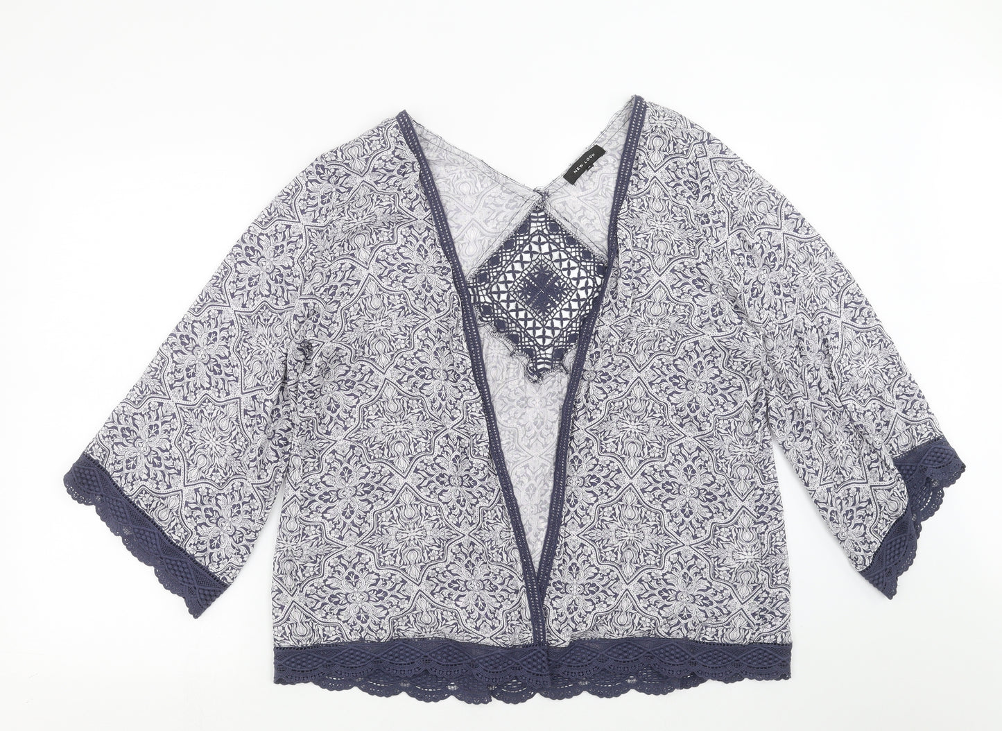 New Look Womens Blue Floral  Cardigan Jumper Size 10