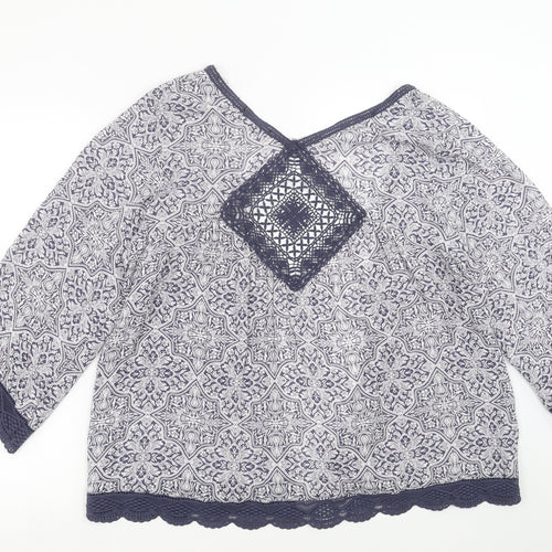 New Look Womens Blue Floral  Cardigan Jumper Size 10