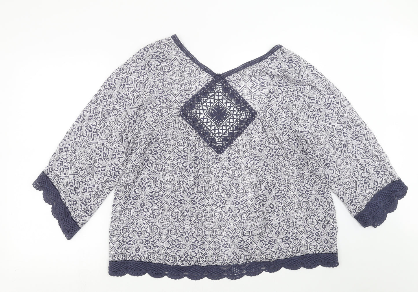 New Look Womens Blue Floral  Cardigan Jumper Size 10