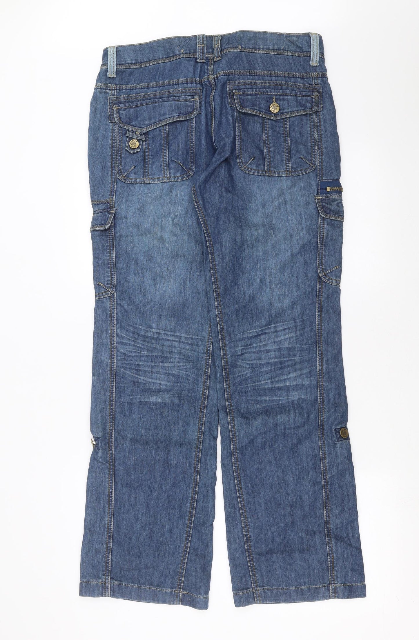 George Womens Blue  Denim Straight Jeans Size 12 L32 in - cargo, utility style