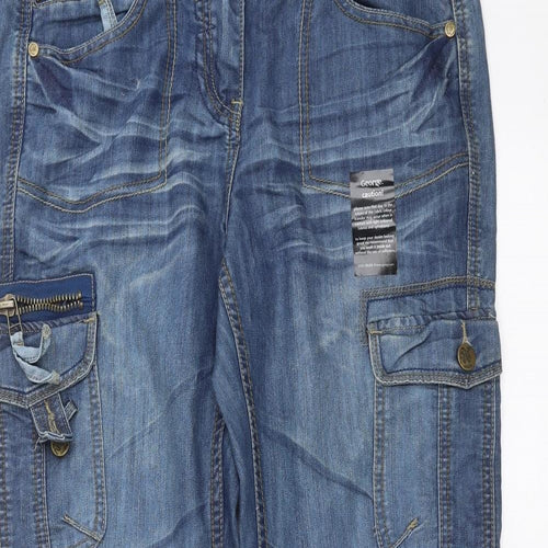 George Womens Blue  Denim Straight Jeans Size 12 L32 in - cargo, utility style