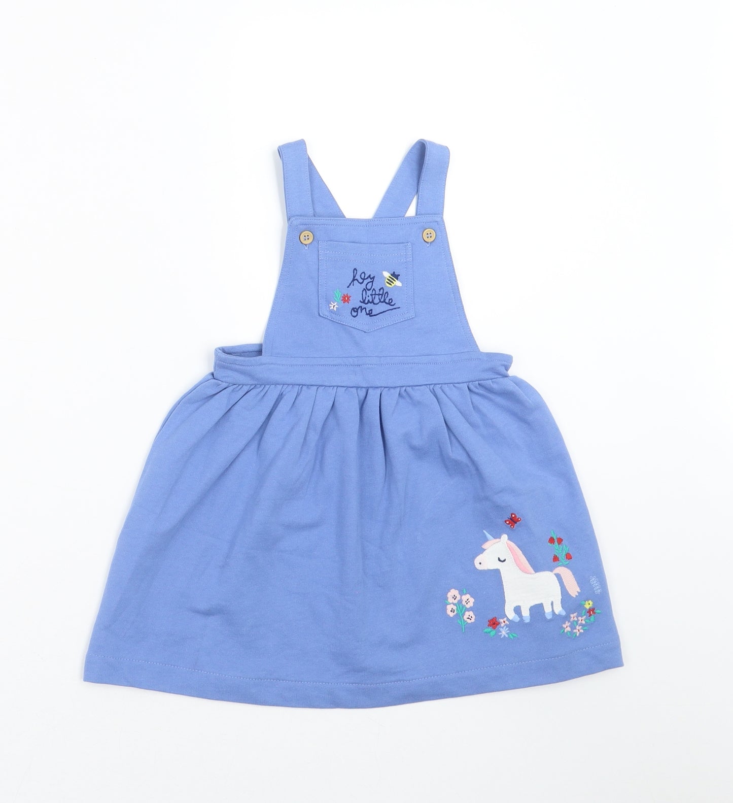 Mini Club Girls Blue   Pinafore/Dungaree Dress  Size 9-12 Months  - unicorn