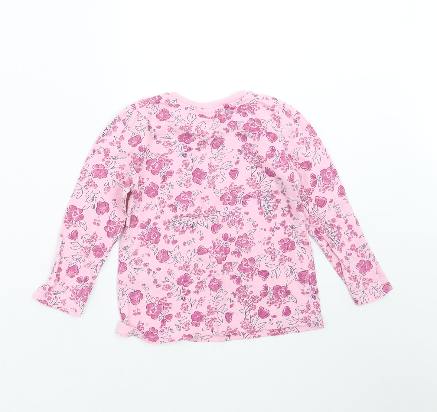 SO CUTE Girls Pink Floral  Basic T-Shirt Size 12-18 Months