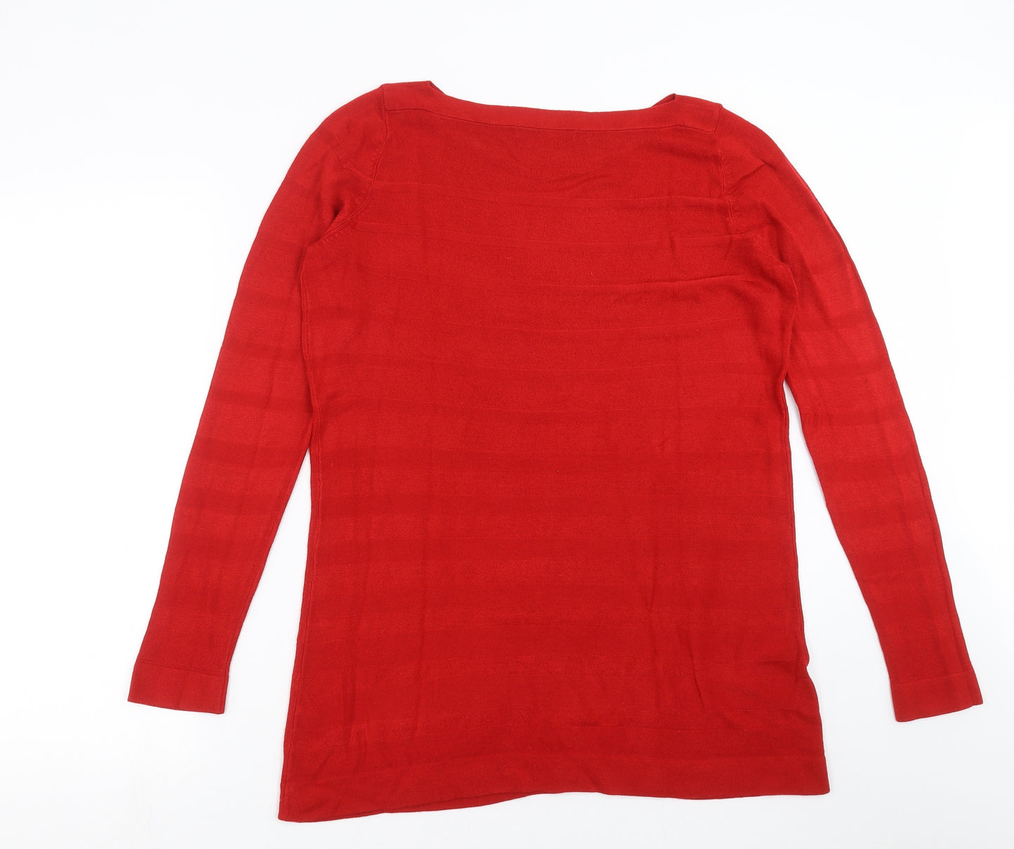 Marks and Spencer Womens Red Striped Knit Pullover Jumper Size 14