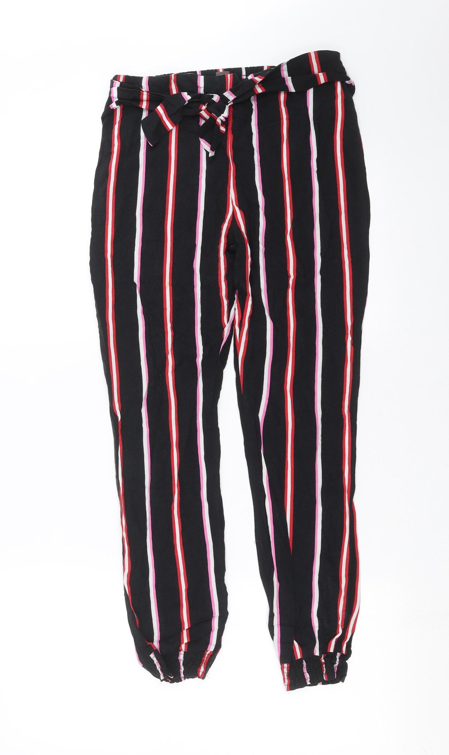 Primark Girls Black Striped   Trousers Size 12-13 Years