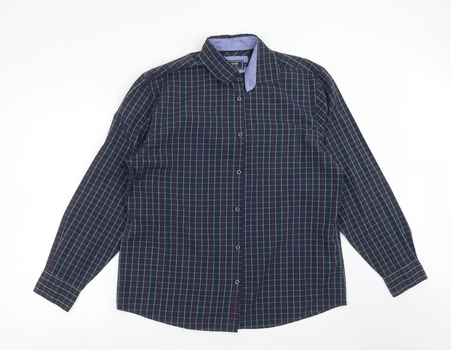 Maine New England Mens Blue Check   Button-Up Size M