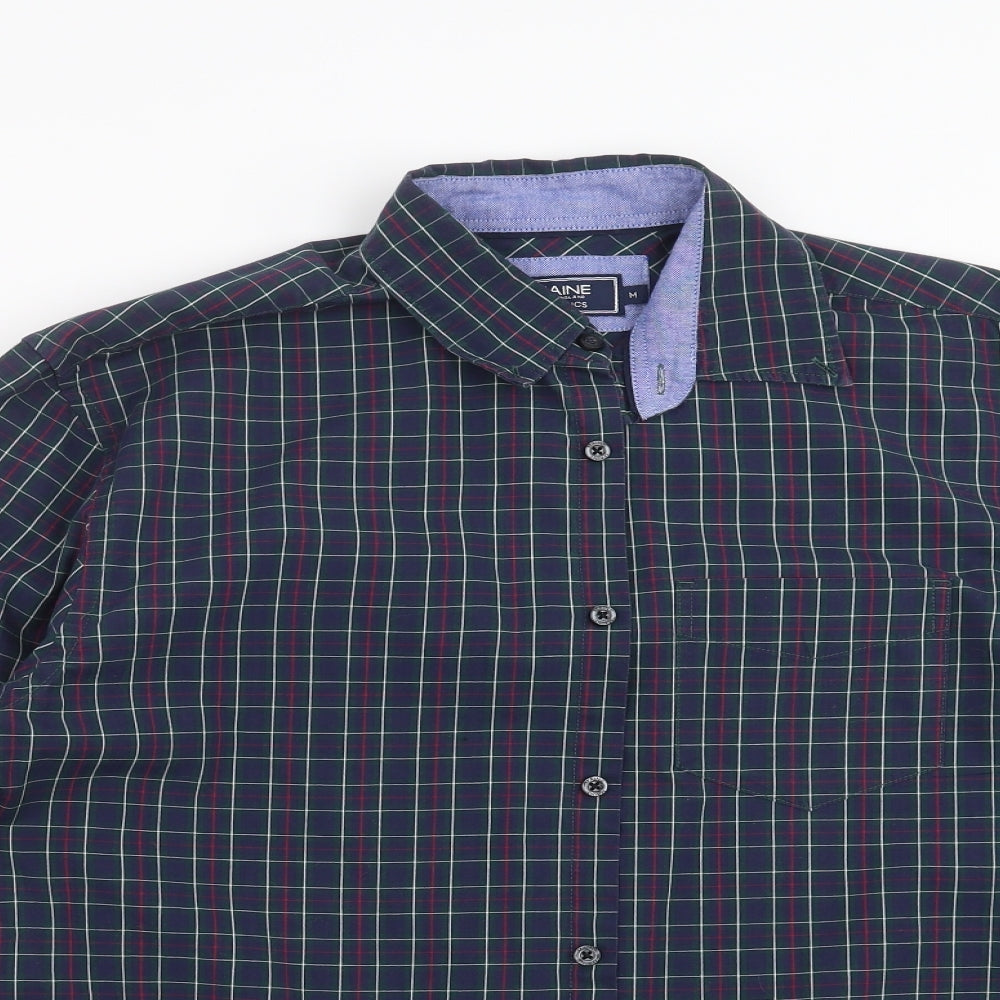 Maine New England Mens Blue Check   Button-Up Size M
