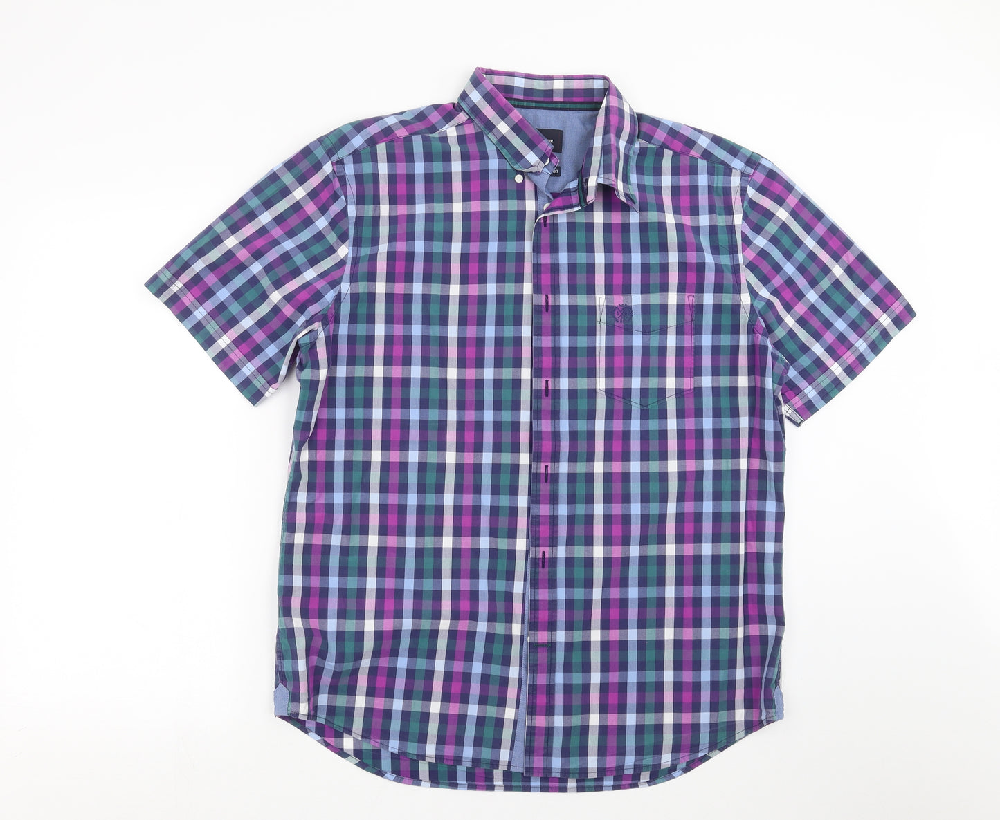 Blue Harbour Mens Blue Check   Button-Up Size L  - Tailored fit