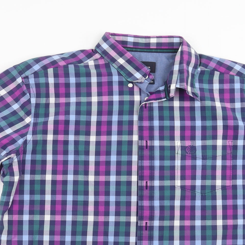 Blue Harbour Mens Blue Check   Button-Up Size L  - Tailored fit