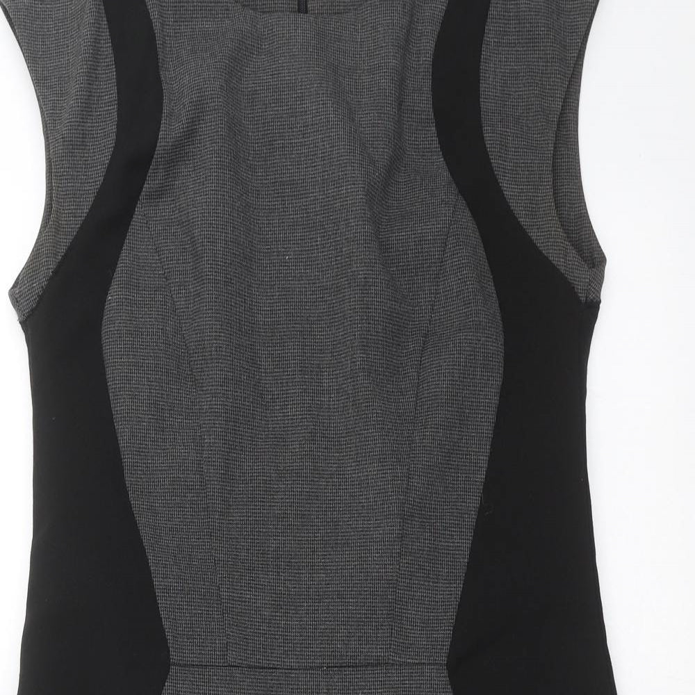 Warehouse Womens Grey Houndstooth  Shift  Size 14