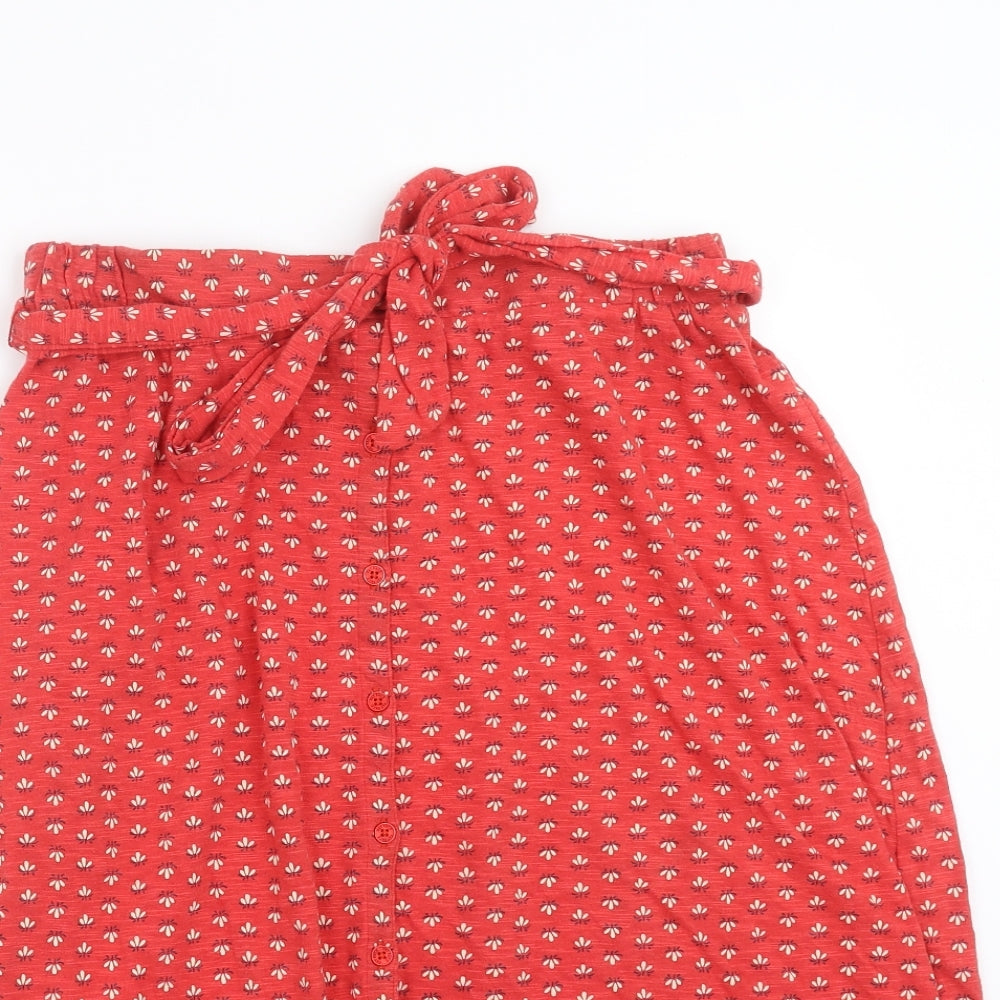 Fat Face Womens Red Floral  A-Line Skirt Size 12