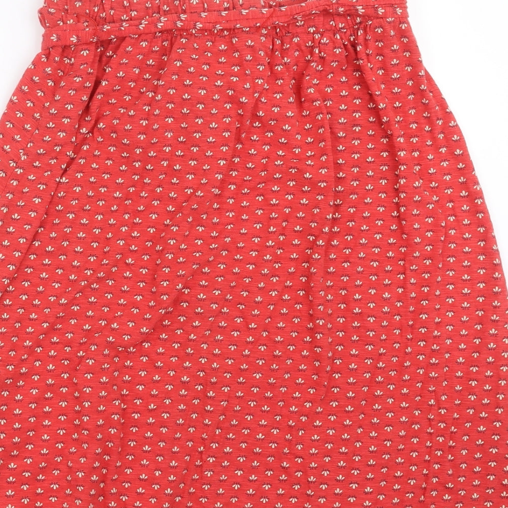 Fat Face Womens Red Floral  A-Line Skirt Size 12