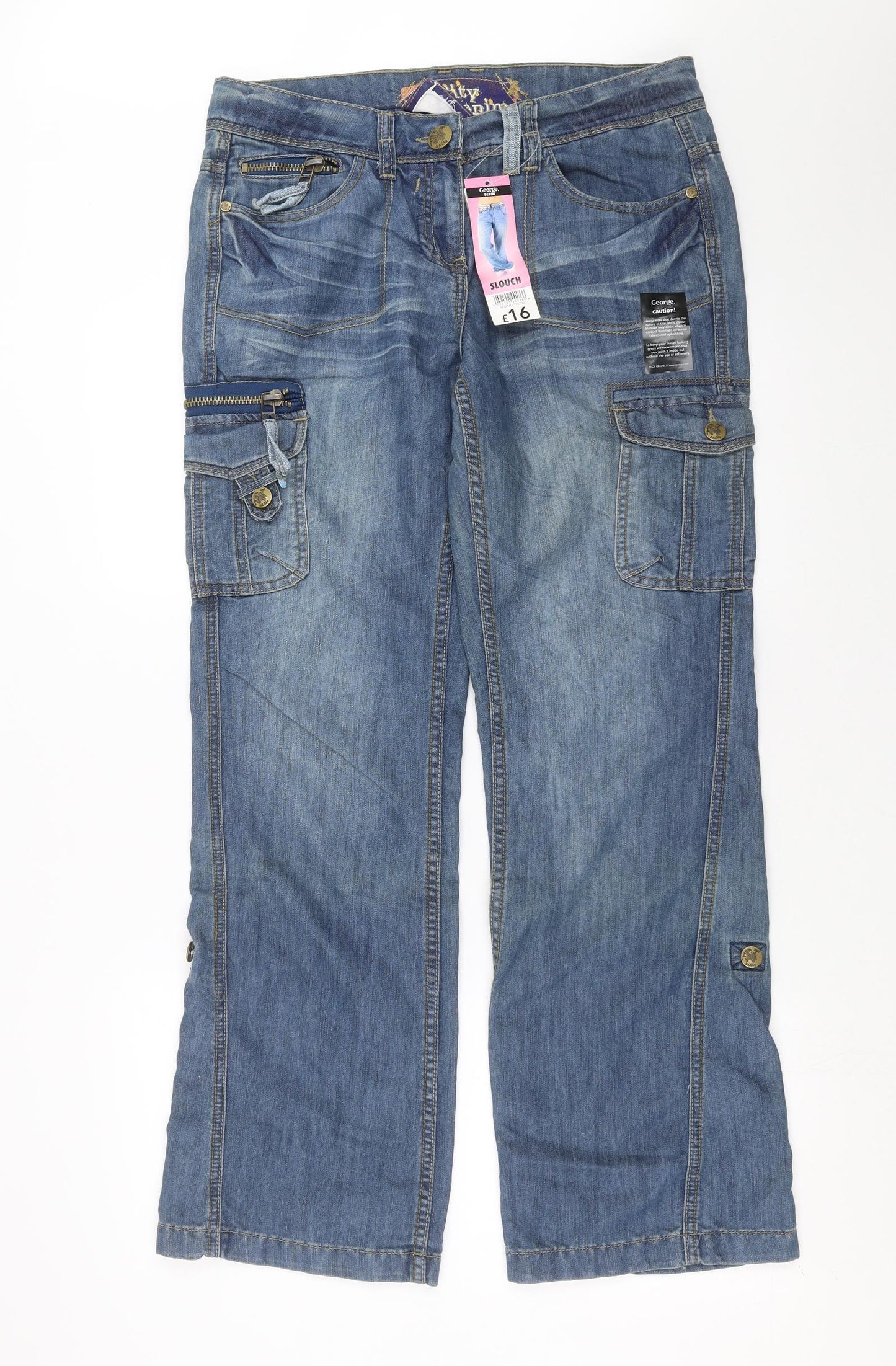 George Womens Blue  Denim Straight Jeans Size 12 L31 in - slouch fit