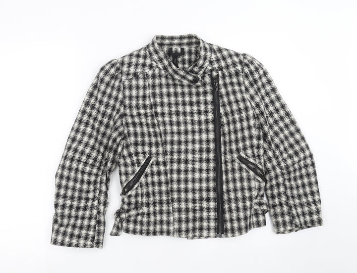 Topshop Womens Black Check  Jacket  Size 10