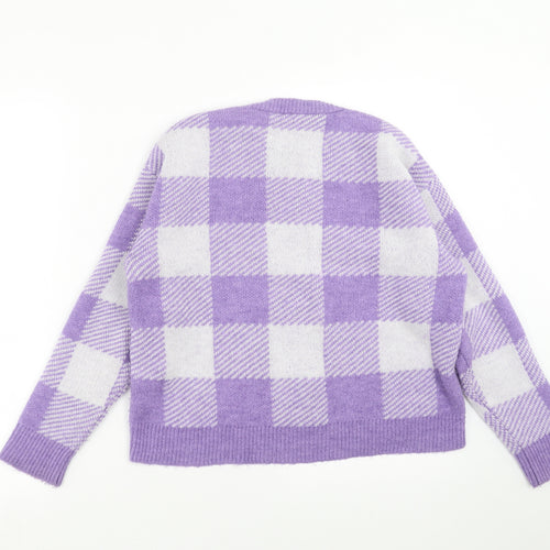 Primark Womens Purple Check Knit Pullover Jumper Size XS