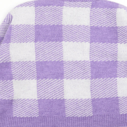 Primark Womens Purple Check Knit Pullover Jumper Size XS