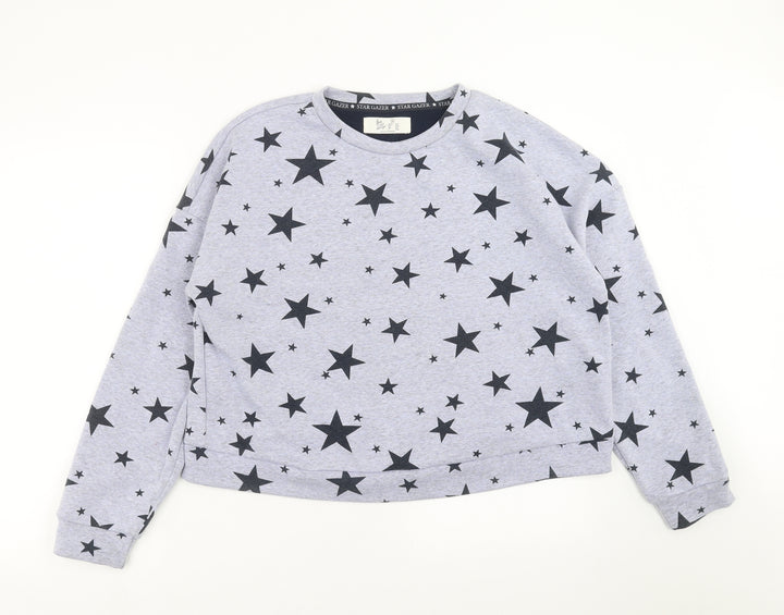 Love to Lounge Womens Blue Pullover Sweatshirt Size M - Loungewear Top, star pattern