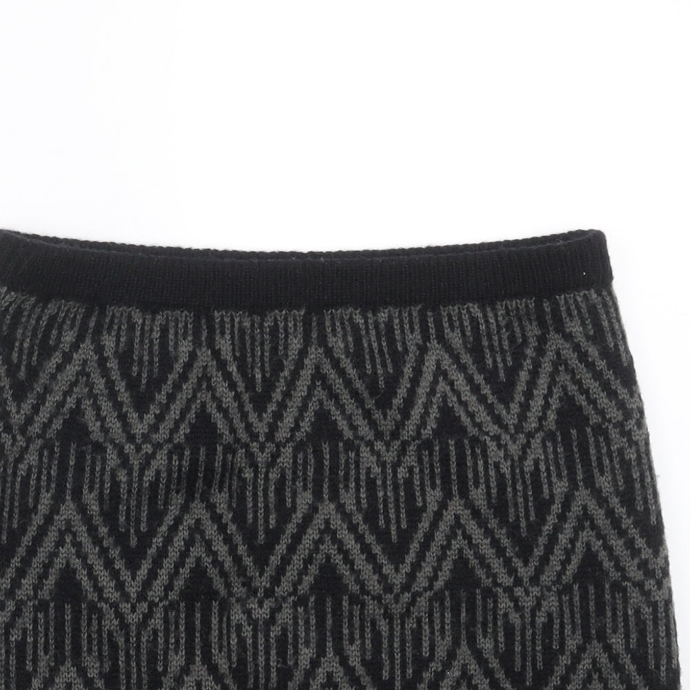 F&F Womens Black Geometric Knit Mini Skirt Size 8