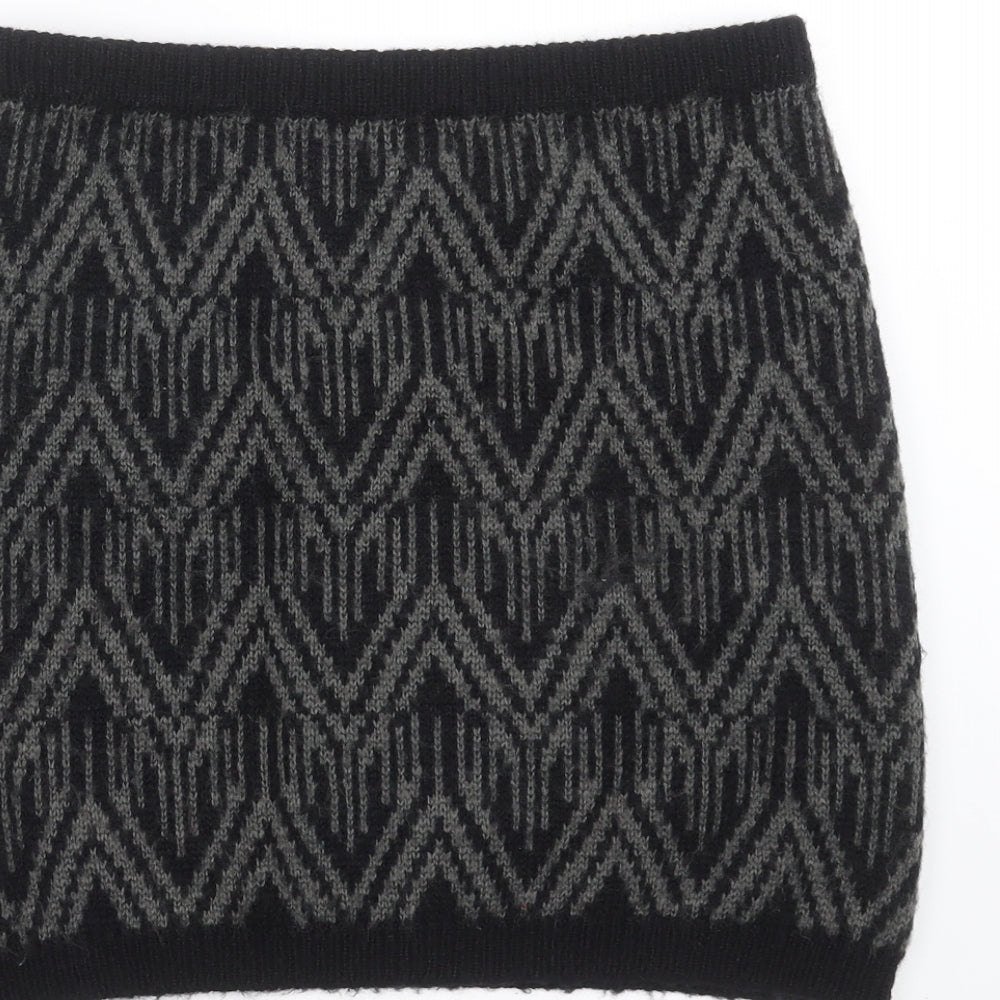 F&F Womens Black Geometric Knit Mini Skirt Size 8