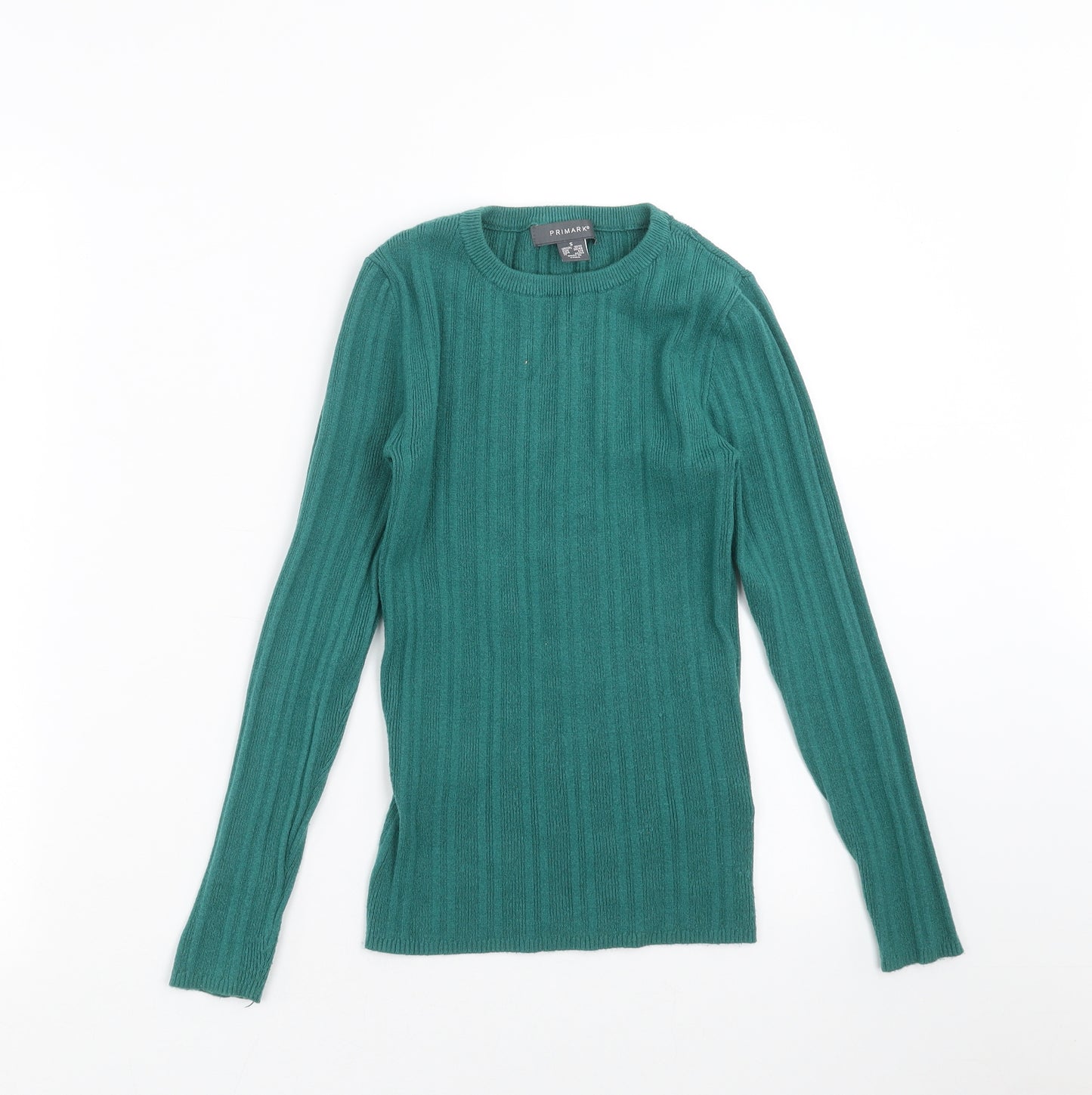 Primark Womens Green Striped Knit Pullover Jumper Size S