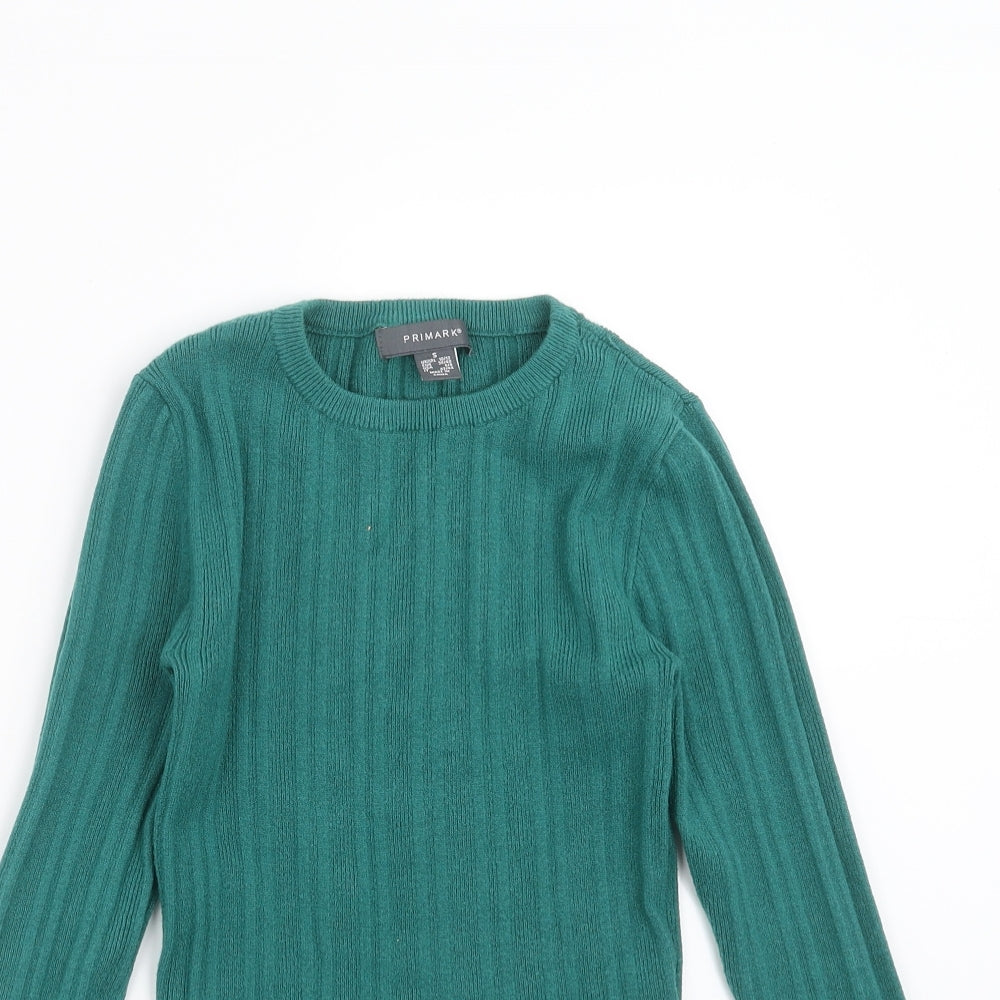 Primark Womens Green Striped Knit Pullover Jumper Size S