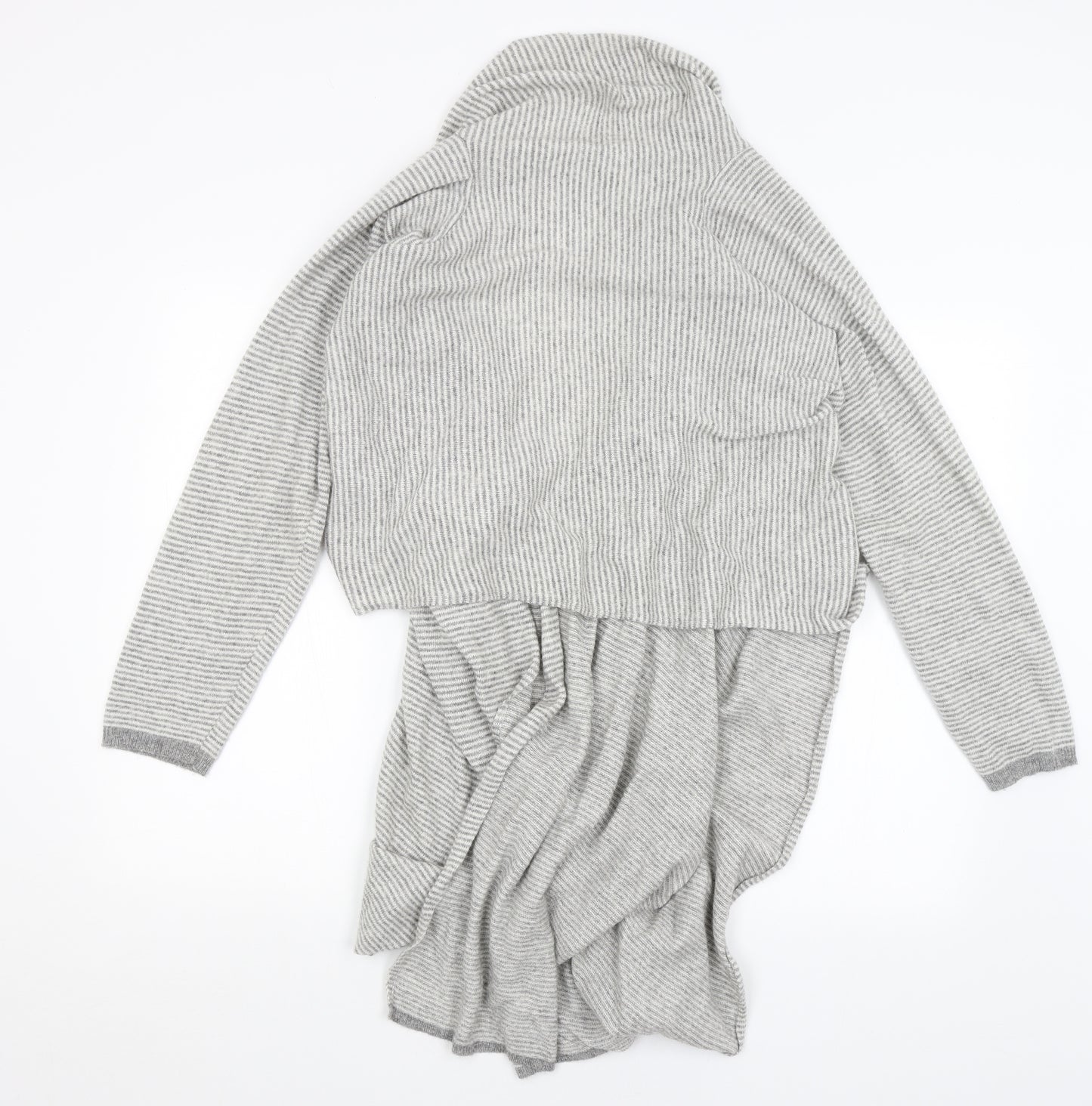 Avoca Womens Grey Striped  Cardigan Jumper Size M