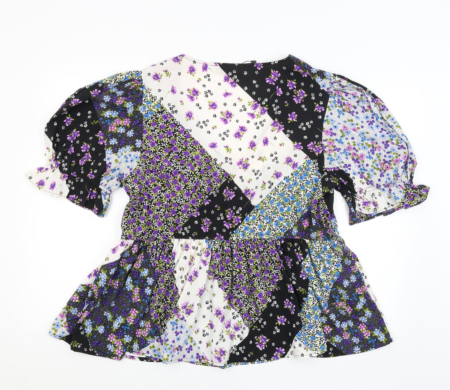 Boohoo Womens Black Floral  Basic Blouse Size 18