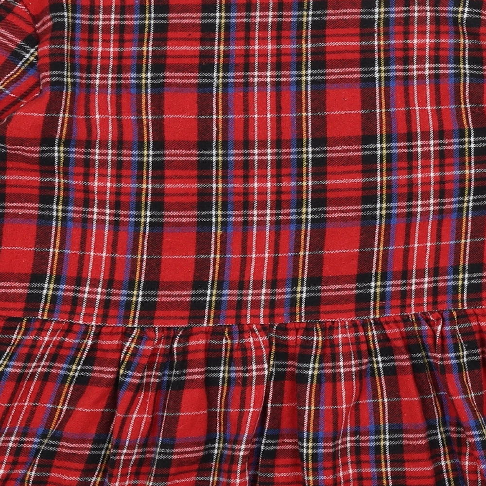 Boohoo Womens Red Plaid  Basic T-Shirt Size 22
