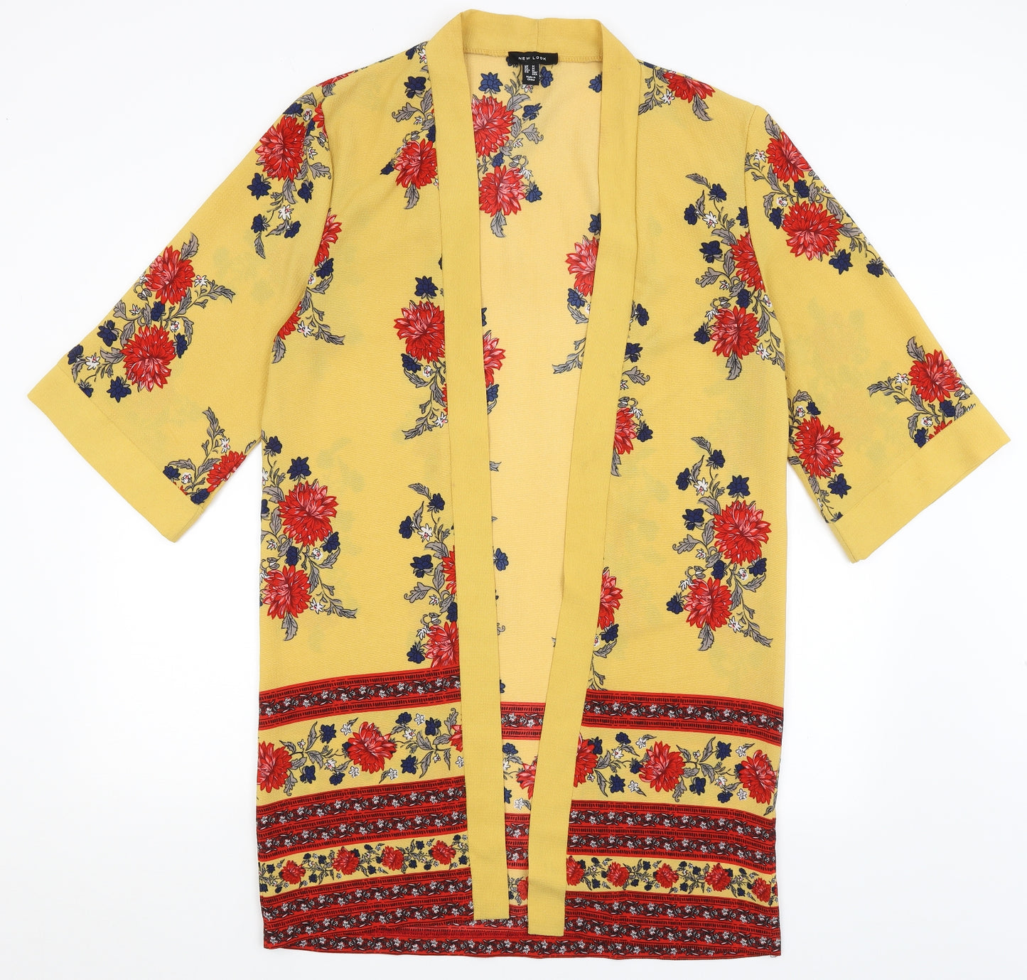 New Look Womens Yellow Floral  Cardigan Jumper Size M