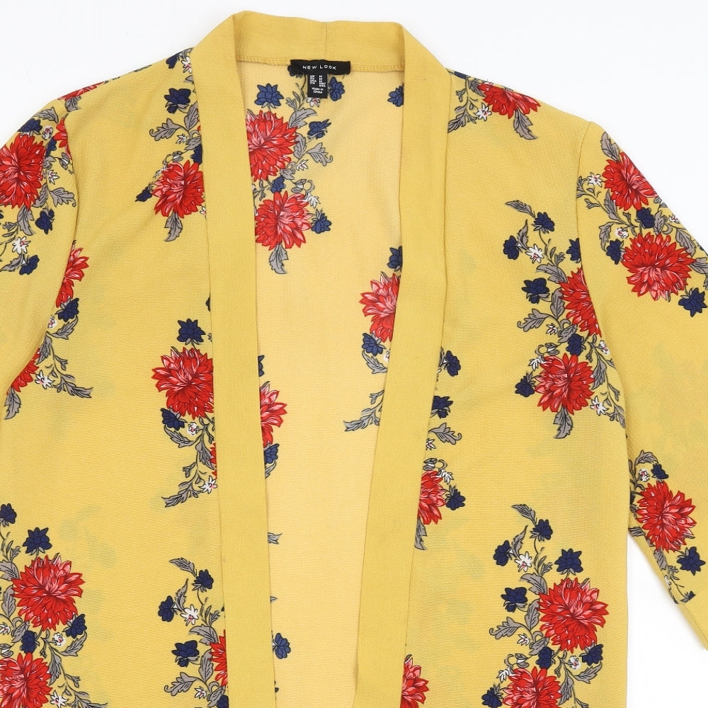 New Look Womens Yellow Floral  Cardigan Jumper Size M