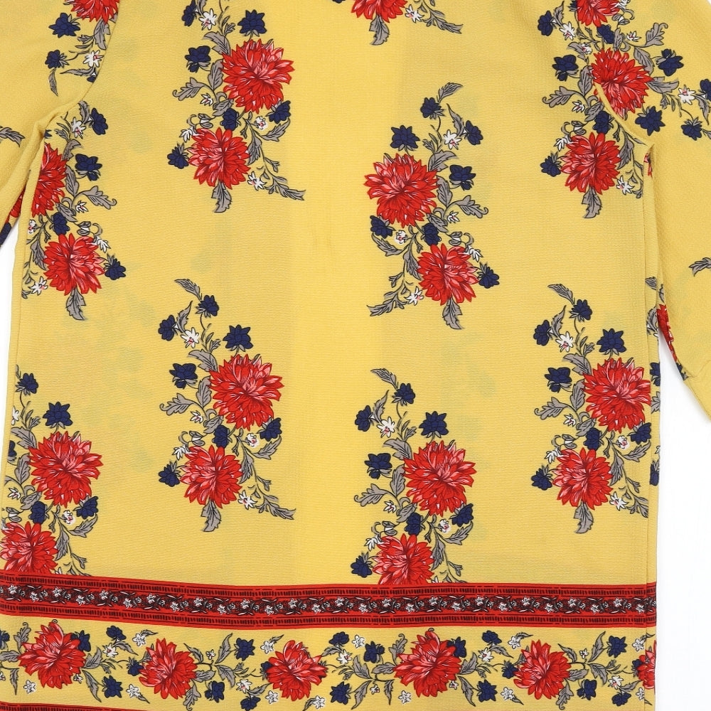 New Look Womens Yellow Floral  Cardigan Jumper Size M
