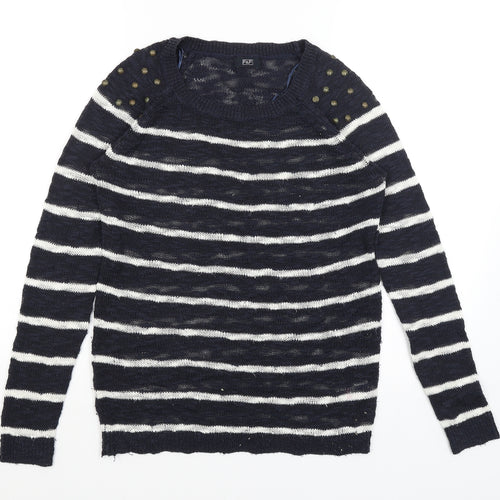 F&F Womens Blue Striped  Pullover Jumper Size 8