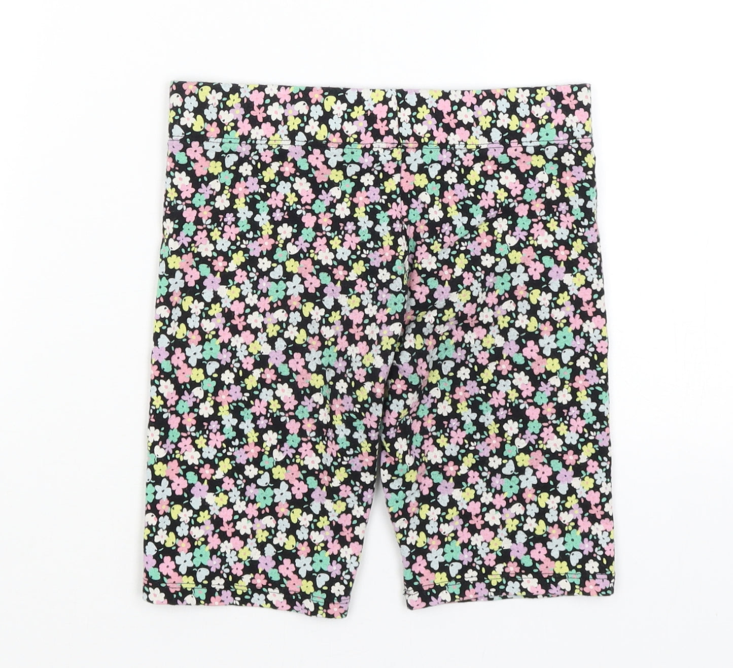 M&S Girls Black Floral  Compression Shorts Size 7-8 Years