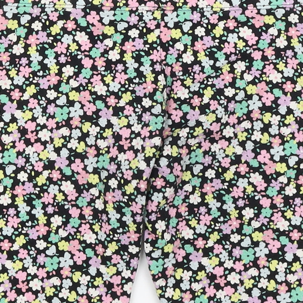 M&S Girls Black Floral  Compression Shorts Size 7-8 Years