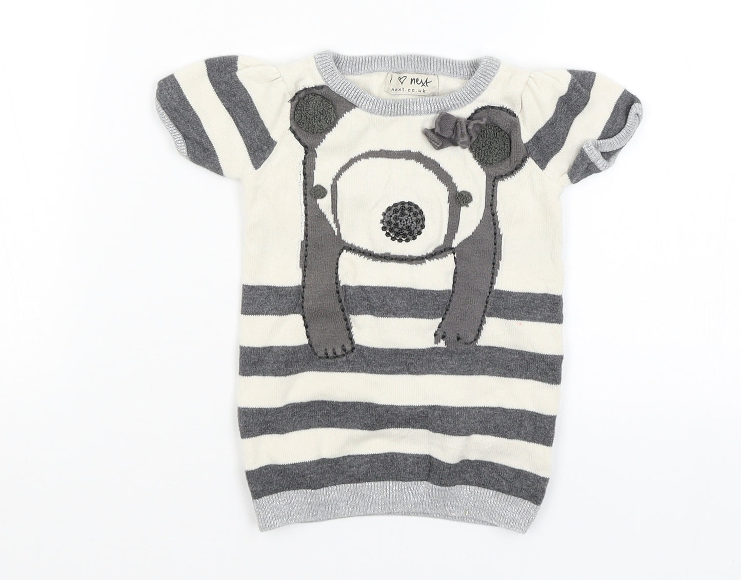 NEXT Baby Grey Striped  Pullover Jumper Size 3-6 Months  - Panda